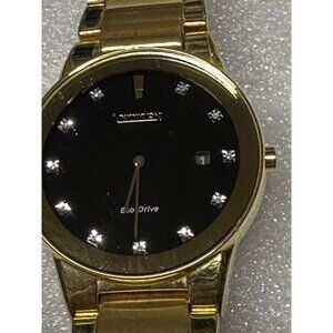 Citizen Eco-Drive Gold-Tone Watch With Black Face & Diamond Accents - 40mm Case